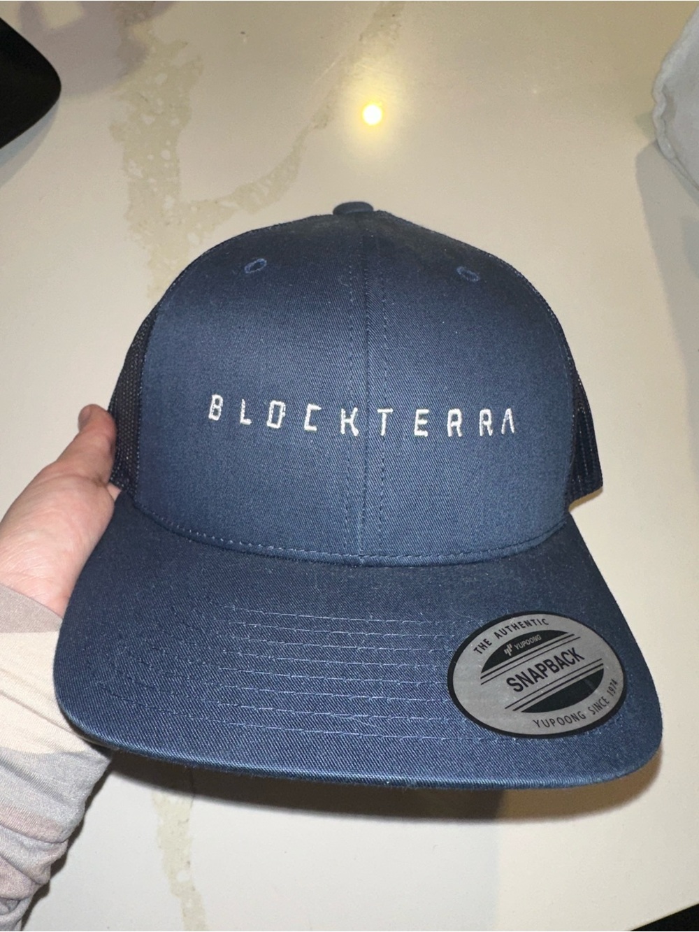 The Classic Blockterra Navy Blue Snapback Trucker Hat